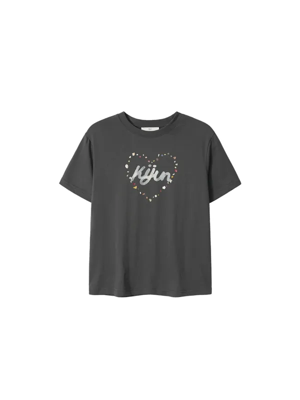 [6/17 출고] Pebble Heart Tee Charcoal