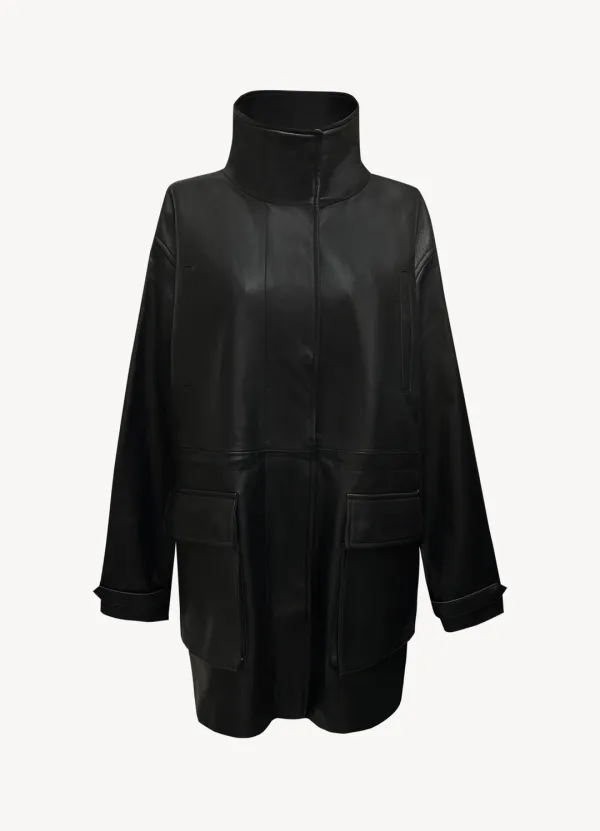 Velar High Neck Leather Jacket