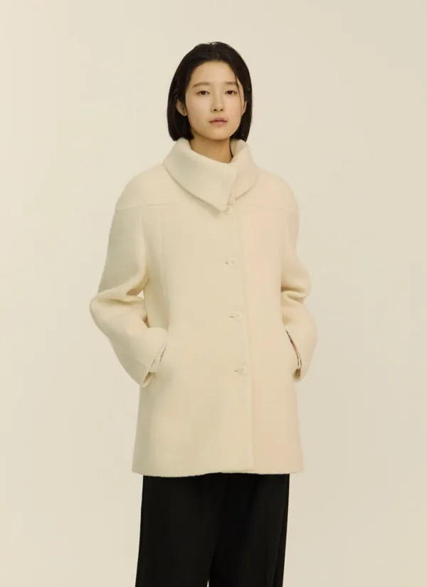 [6차 리오더] alpaca curve collar half coat_cream