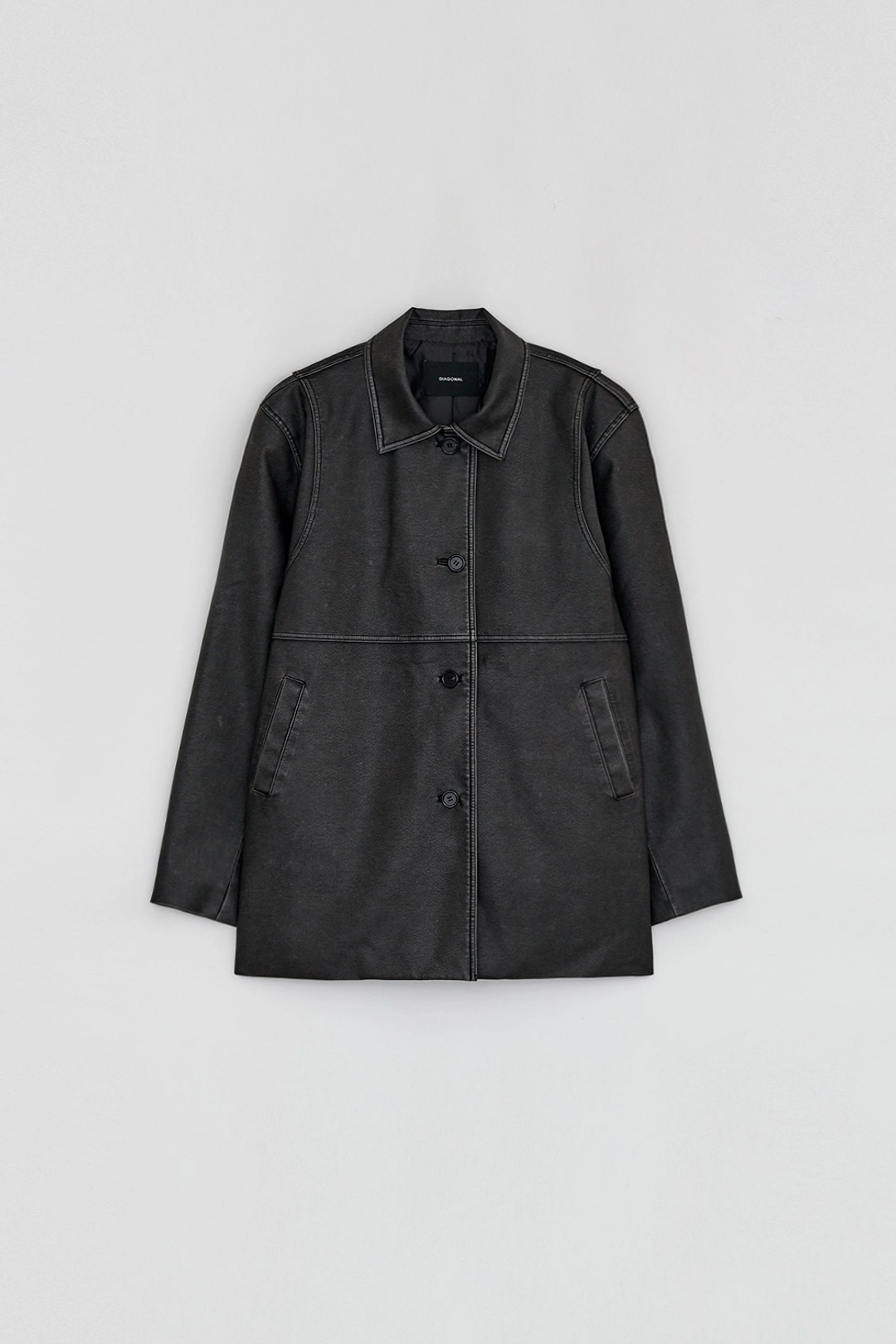 다이애그널 BUTTONED LEATHER JACKET 상품 이미지 3