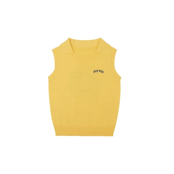 Giant Smiley Sleeveless Knit Top (sunny yellow)