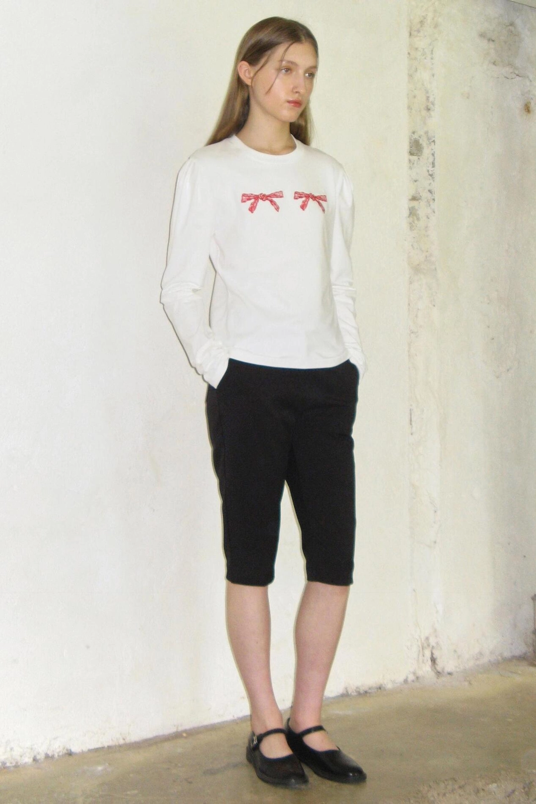 시눈 Ribbon Puff Long Sleeve (White) 상품 이미지 2