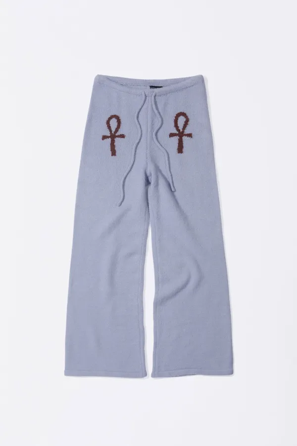 Ankh Boucle Knit Pants Misty Blue