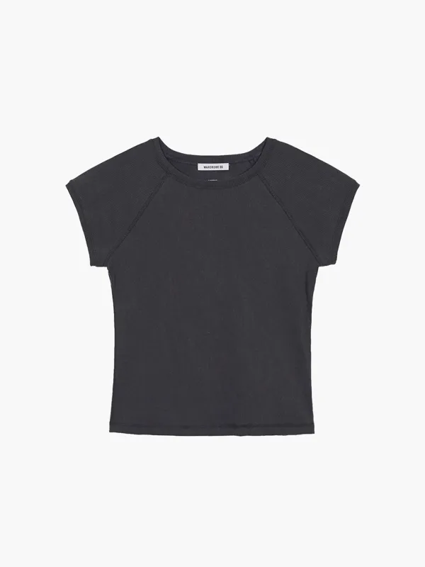 RIBBED RAGLAN T-SHIRT_charcoal