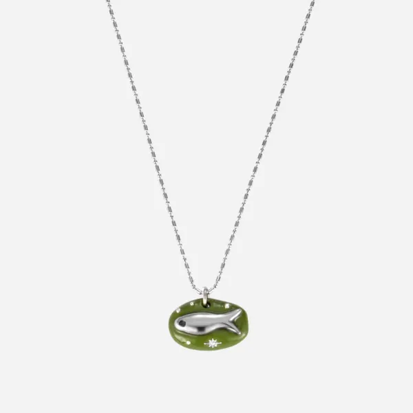 temper stone necklace-red
