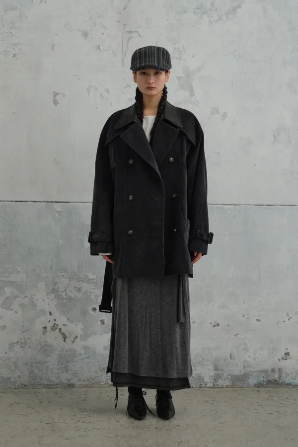 Low-Belt Structured Trench Coat (brown, navy grey)