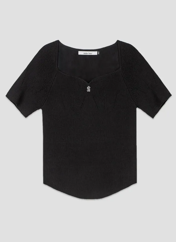 (T-7073)ESSENTIAL DROP LOGO KNIT