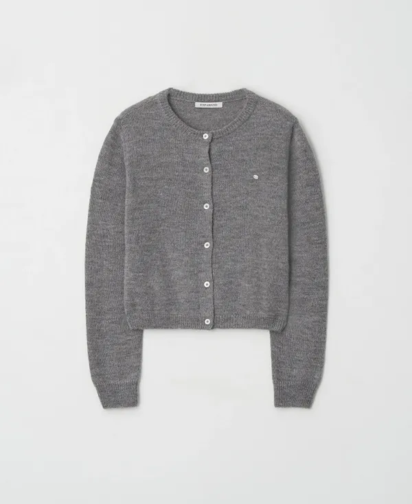 Kid Mohair Round Crop Cardigan_GREY