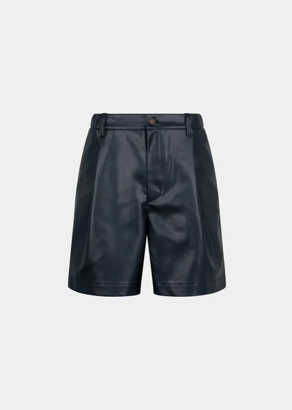 W FAUX LEATHER SHORTS - BLACK
