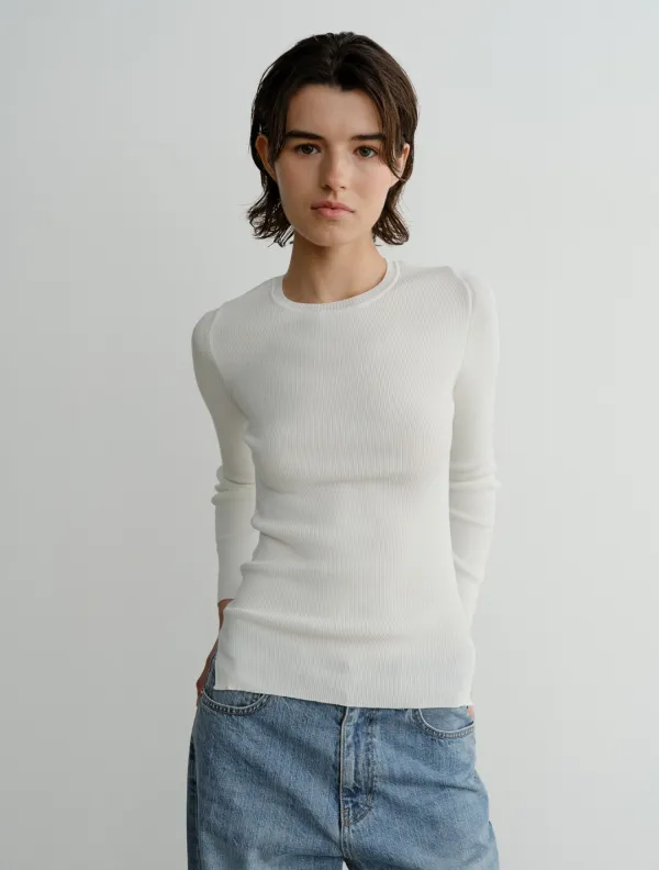 Kate Rib Knit Top (Ivory)