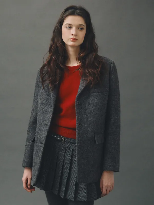 Semi Overfit Wool Single Jacket_Charcoal