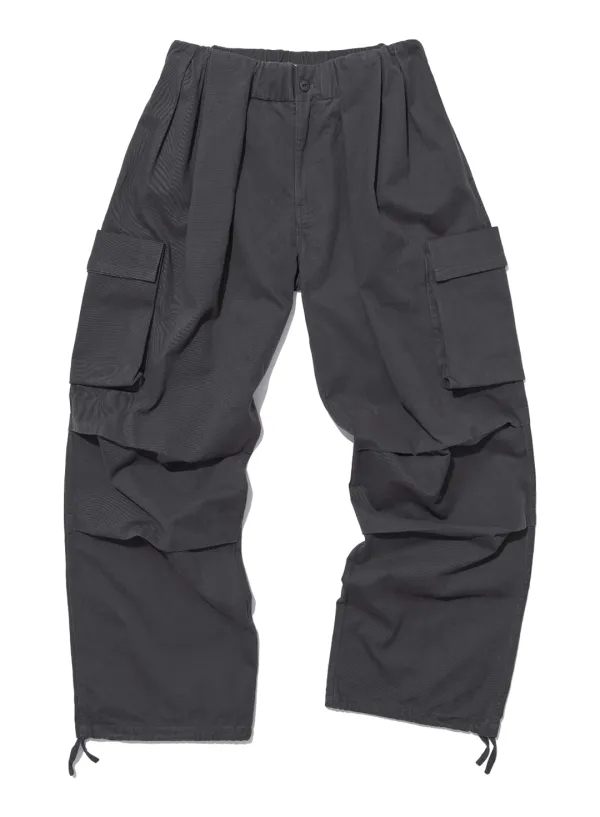 [WOMEN] GATHERED WAIST CARGO PANTS_CHARCOAL