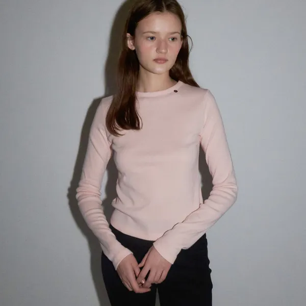 MINI POINT LABEL SLIM FIT LONG SLEEVE SOFT PINK
