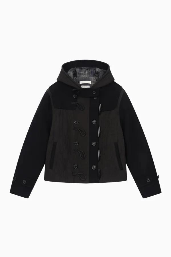 PADDED DUFFLE WOOL COAT, NAVY