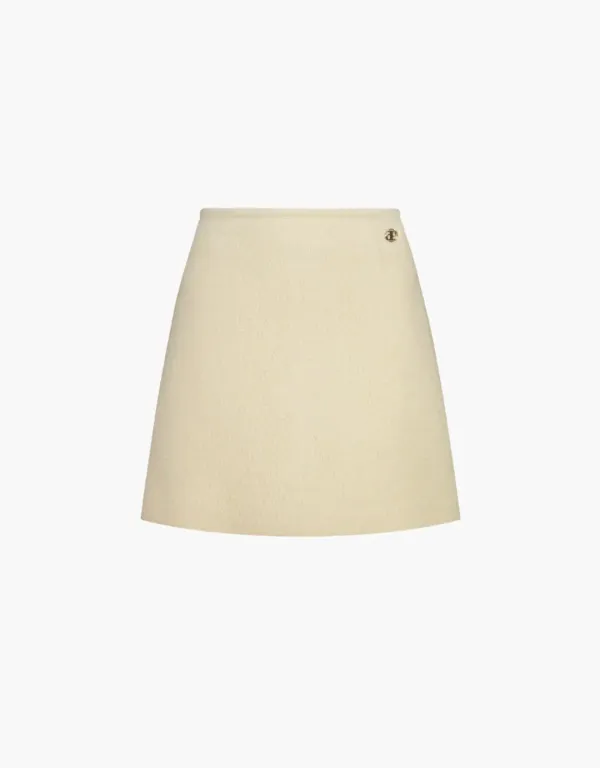 wool boucle mini skirt - cream