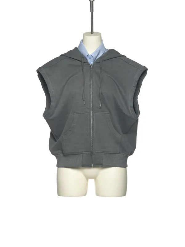 SS25 DARK GREY SHIRT LAYERED HOODIE SLEEVLESS JUMPER