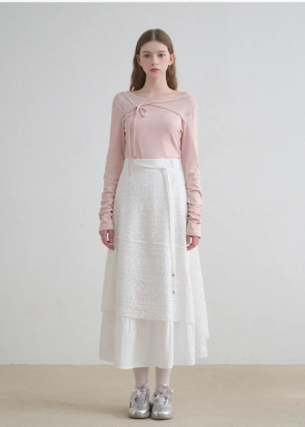  [25-36]  Eglantine Lace Shirring Skirt  에그랑틴 레이스 셔링 롱 스커트 (봄-가을-데일리룩-러블리룩-페미닌룩-셔링-레이스-자체제작-빅사이즈) 