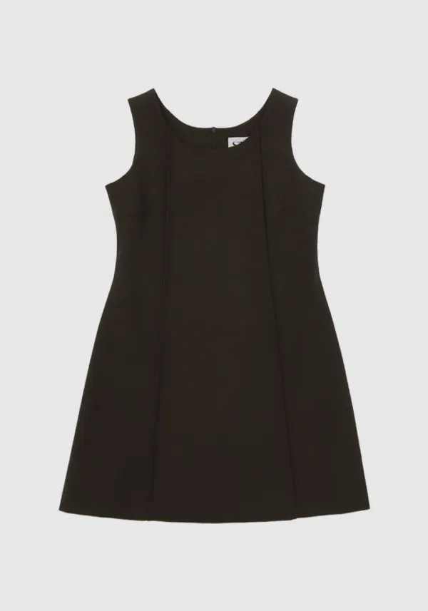 PINTUCK LINE DRESS_DEEPBROWN