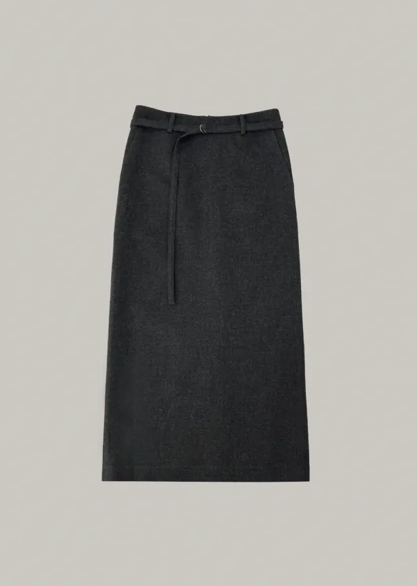 oat wool belt skirt (charcoal)