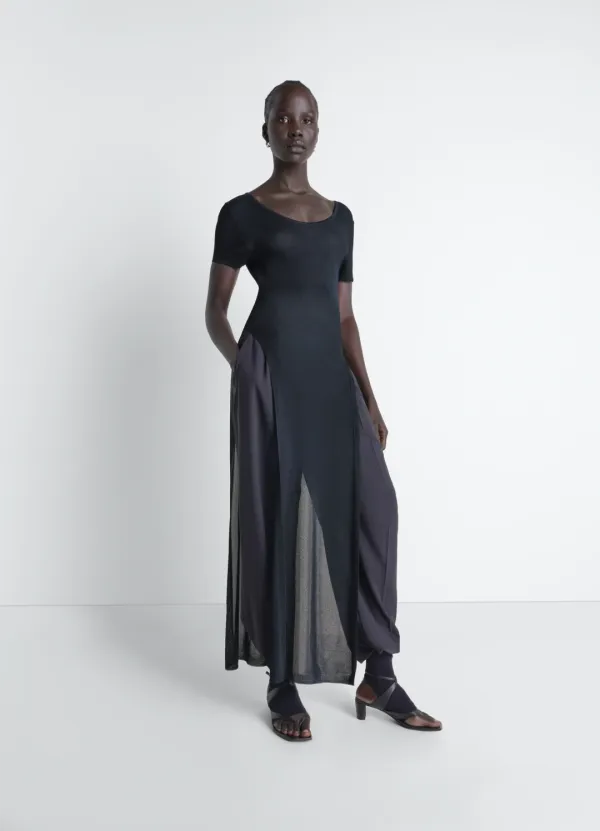 COLUMN DRESS IN SHINY VISCOSE