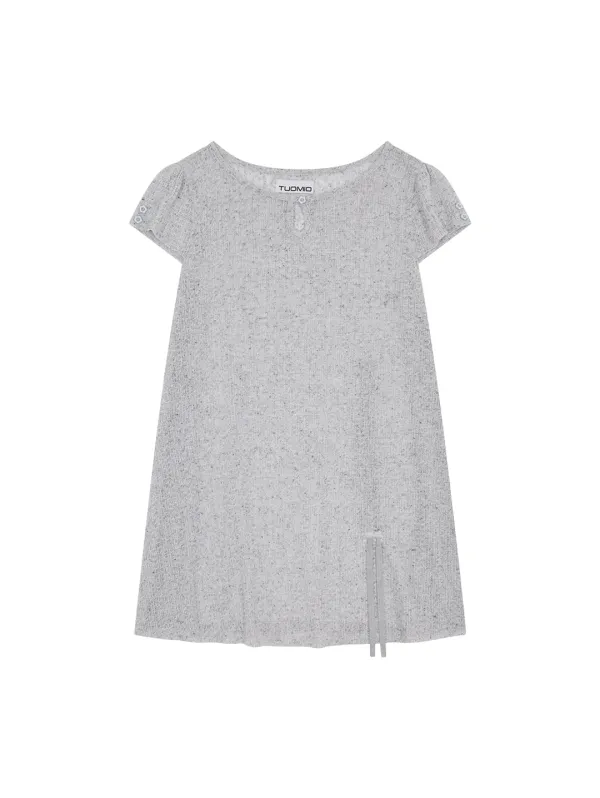 CROCHET MINI DRESS [LIGHT GREY]