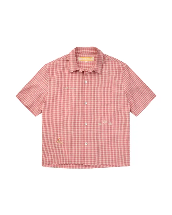 Surf Girl Check S/S Shirt_Pink
