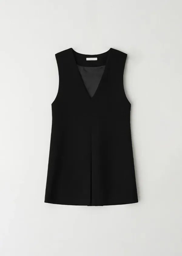 v-neck sleeveless dress-black