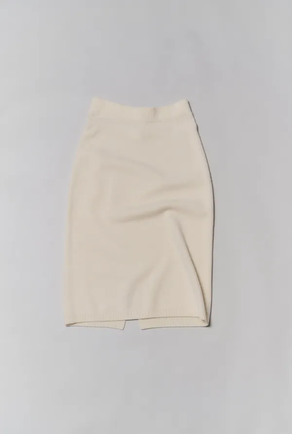 PLAIN MIDI SKIRT ( IVORY )