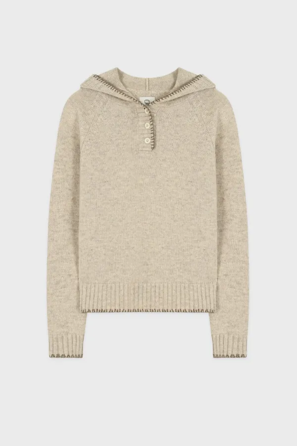 Button Hoodie Knit (Oatmeal)