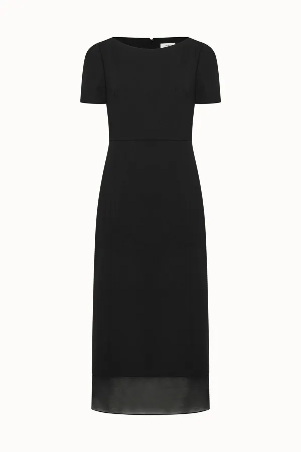 [20차 리오더][사이즈 추가]See-through Boat Neck Dress[LMBFCO24DR802]-Black