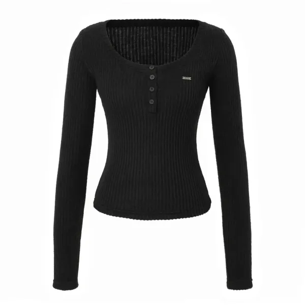 Ribbed Button T-shirt
