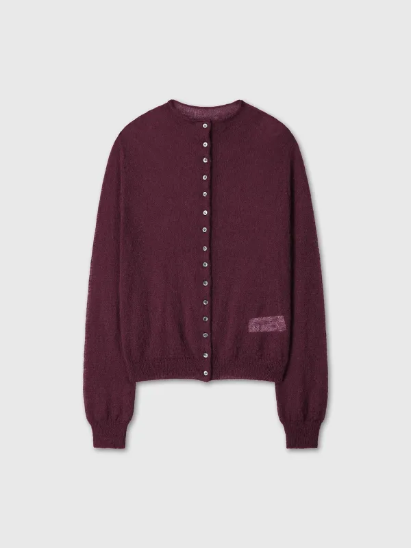 (W) MOHAIR BLEND HALF-NECK CARDIGAN_ DARK PURPLE