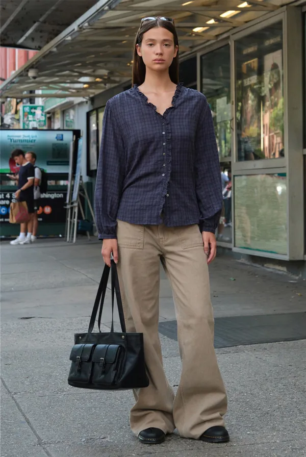 [Release] Nod Check Frill Blouse - Vintage Navy