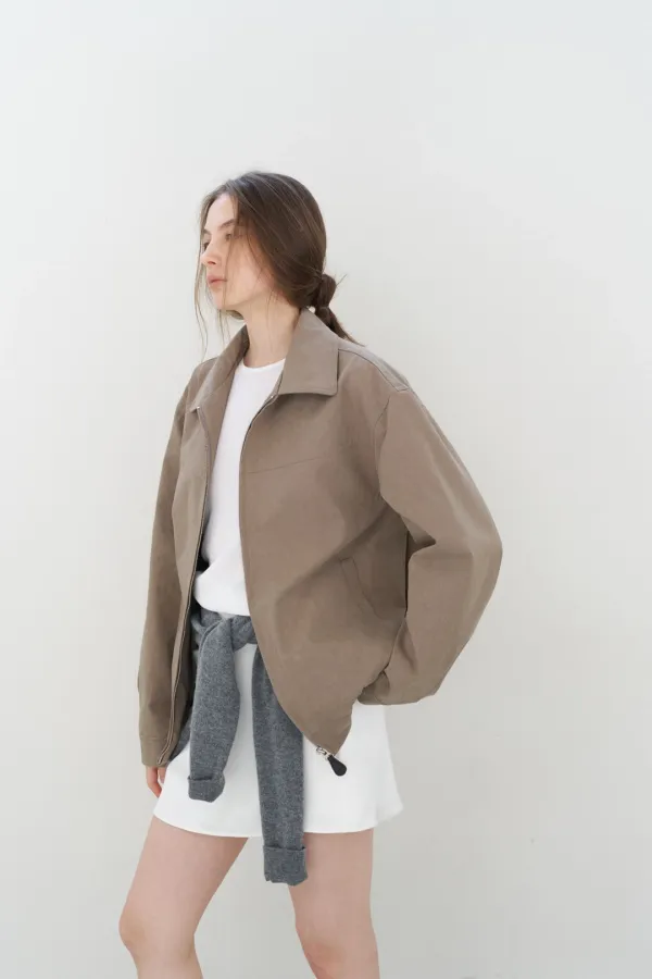 Cotton Washing blouson ( Beige / Navy )