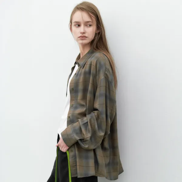 (BL-4441)GARMENT WASHED CHECK SHIRT