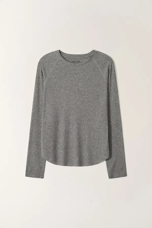 캐롤린 소프트 골지 래글런 티셔츠 (Charcoal)_2GFUTS01