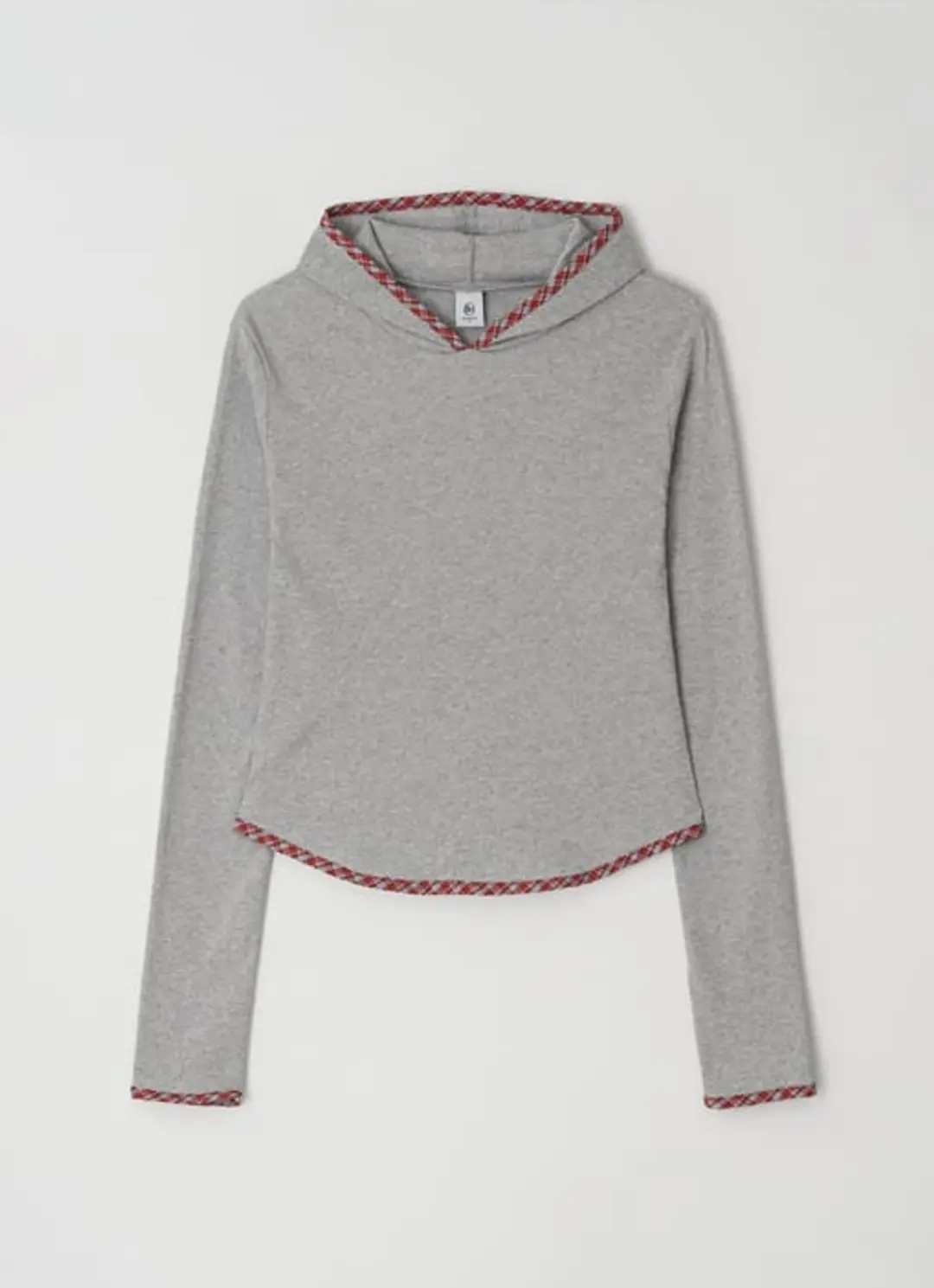 론론 LINE POINT SLIM HOODIE LONG SLEEVE CHECK GREY 상품 이미지 3