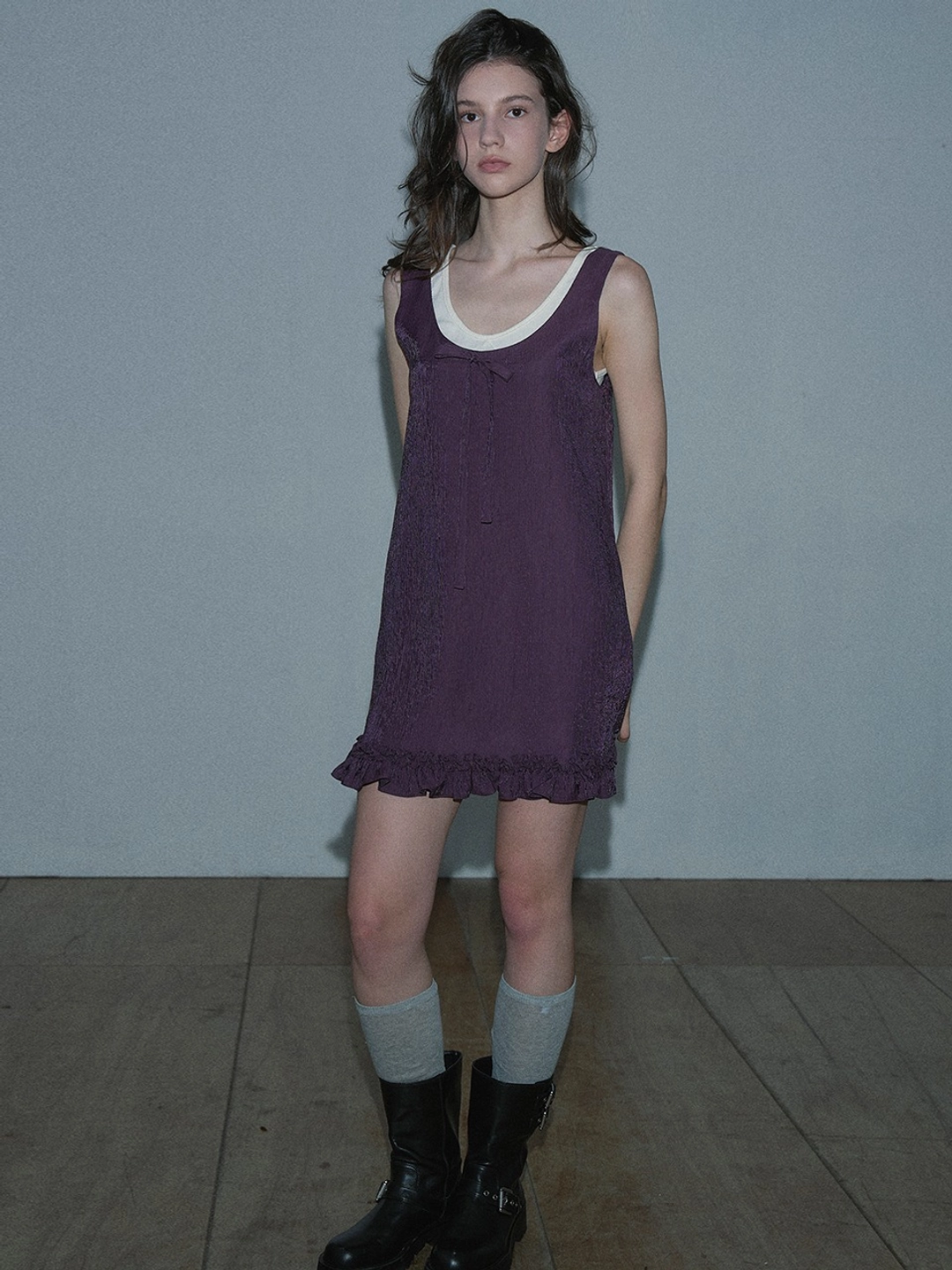 마가린핑거스 RIBBON MINI ONE-PIECE (PURPLE) 상품 이미지 1