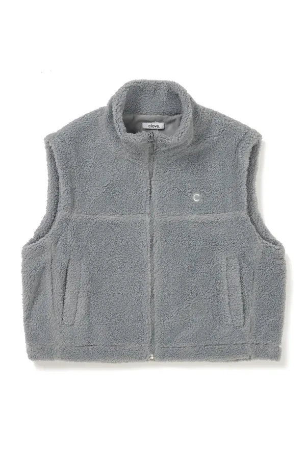 [24FW clove] Sherpa Fleece Vest (Grey)