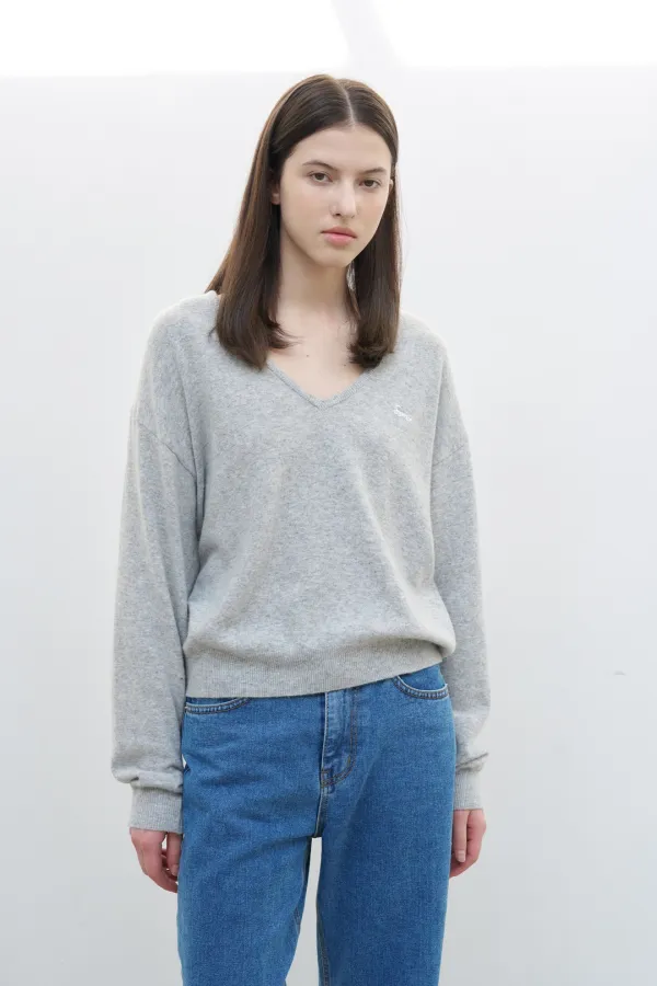 [김가을 PICK]  Rosh Deep V-Neck Knit - Grey