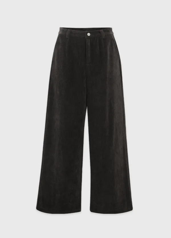 [25-36]  Mubidin Velor Herringbone Pants  무비딘 벨로르 헤링본 팬츠 (겨울-가을-데일리룩-출근룩-격식룩-하객룩-오피스룩-데이트룩-와이드팬츠-롱팬츠-와이드-베이직-심플-자체제작) - MICANE
