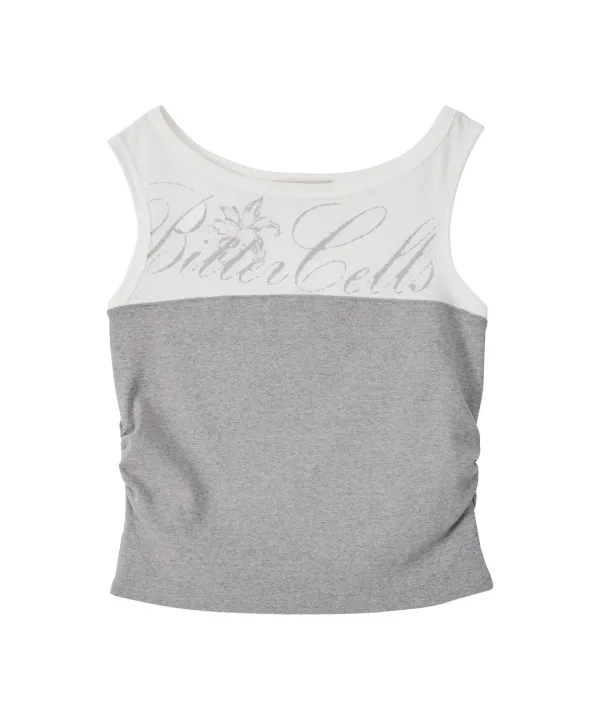 Mesh Off Shoulder Sleeveless-Grey