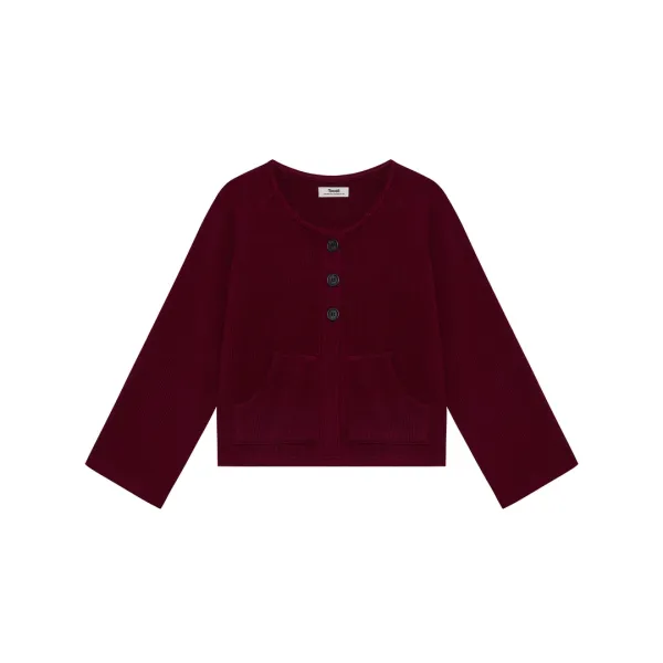 button raglan cardigan - red