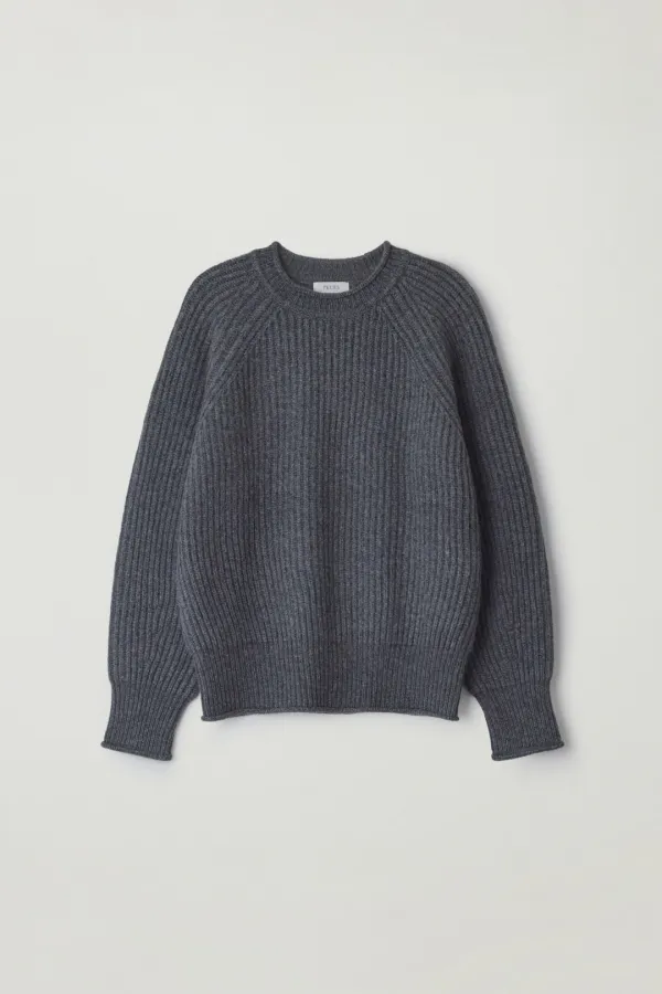 Full cardigan stitch knit (Dark gray)