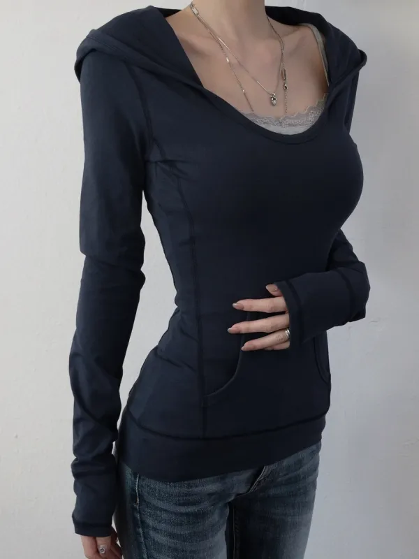 Fitted Solid Hoodie