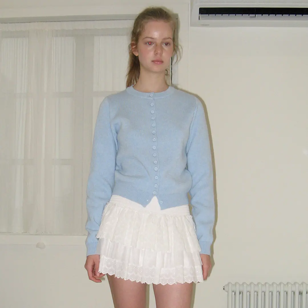 론론 BUTTON UP KNIT CARDIGAN SOFT BLUE 상품 이미지 2