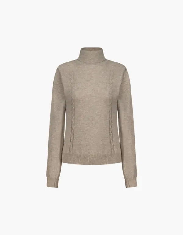 cable turtleneck knit - oatmeal