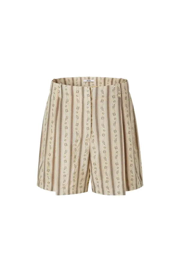 FLOWER STRIPE SHORTS (BEIGE)