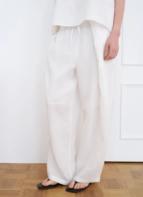Breeze Linen Wrap Pants (Ivory)