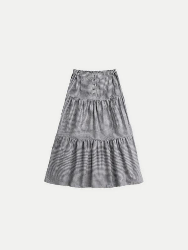 MOMO LONG SKIRT SKY CHECK